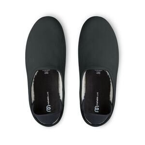 Mahabis Luxe Premium Leather Black Fuzzy Lined Slippers Size 7.5